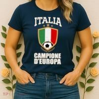 Italia Campione D'Europa Soccer Flag Shield Logo Women's T-Shirt thumb 2