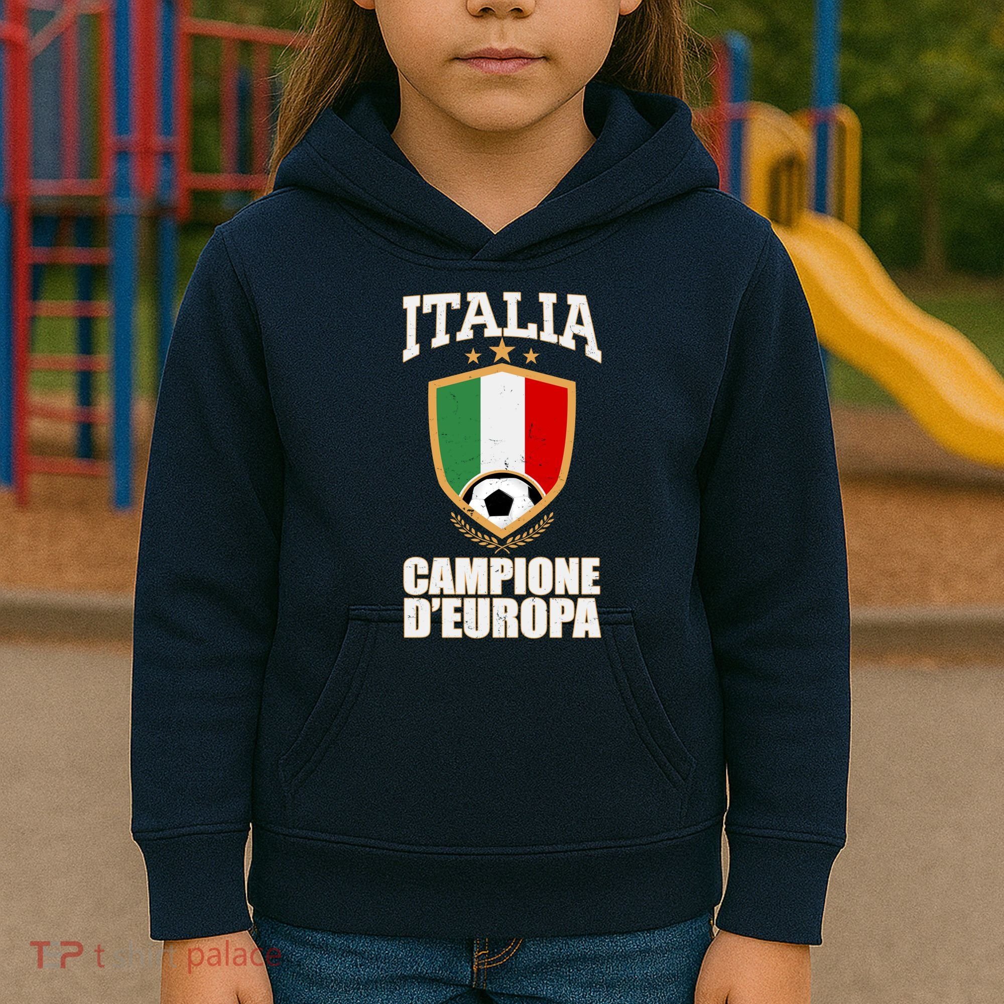 Italia Campione D'Europa Soccer Flag Shield Logo Kids Hoodie