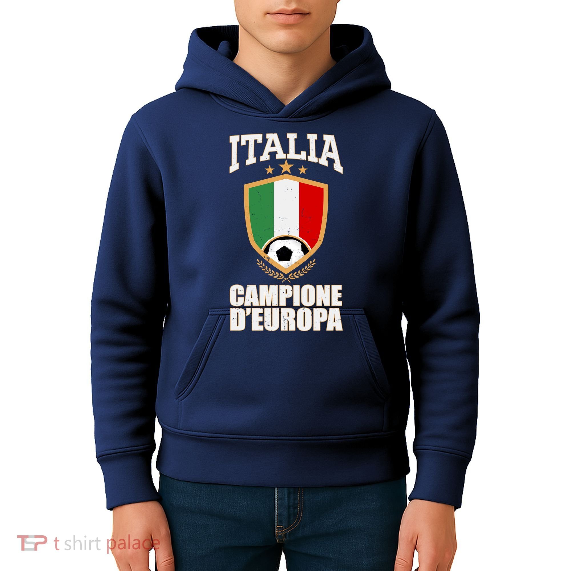 Italia Campione D'Europa Soccer Flag Shield Logo Kids Hoodie