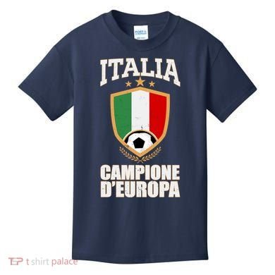 Italia Campione D'Europa Soccer Flag Shield Logo Kids T-Shirt