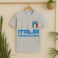 Italia Forza Azzurri Soccer FutbolItaly Flag Logo T-Shirt thumb 2