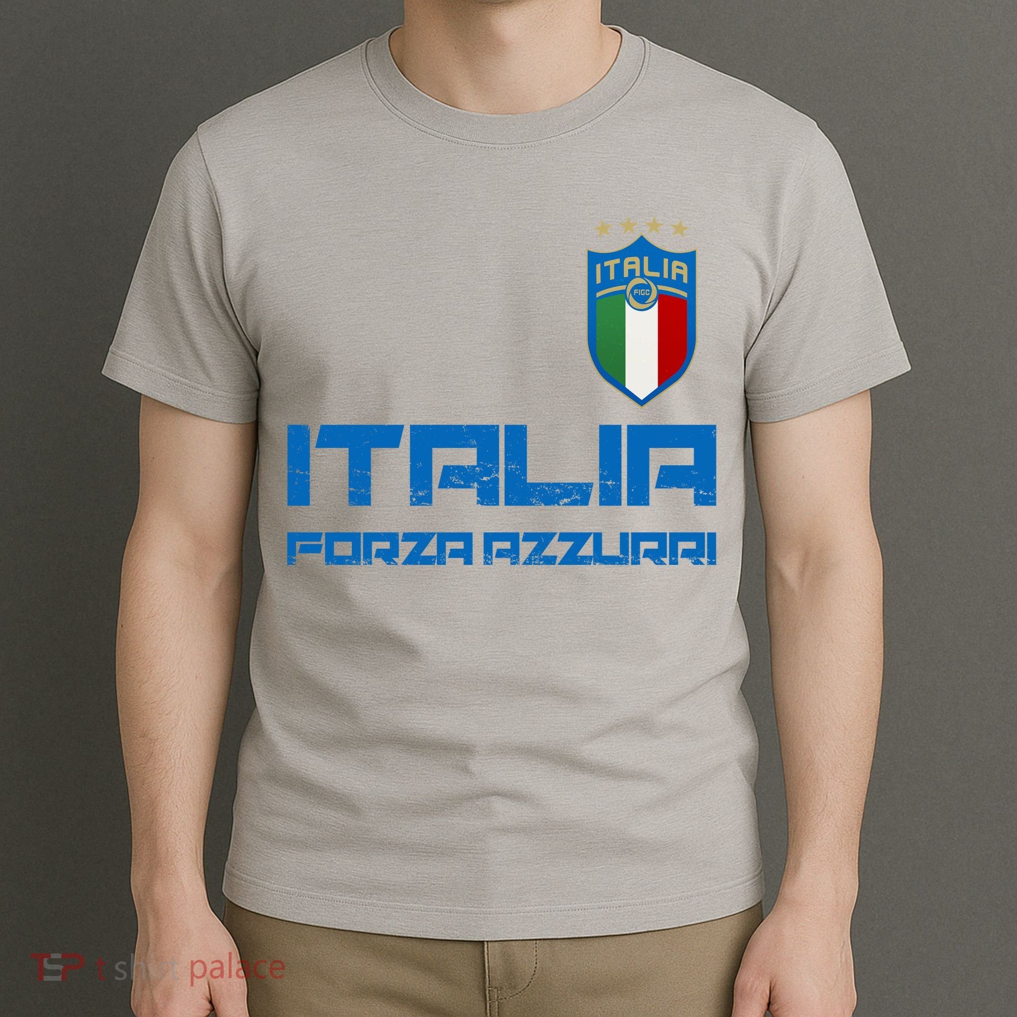 Italia Forza Azzurri Soccer FutbolItaly Flag Logo T-Shirt