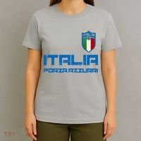 Italia Forza Azzurri Soccer FutbolItaly Flag Logo T-Shirt thumb 4