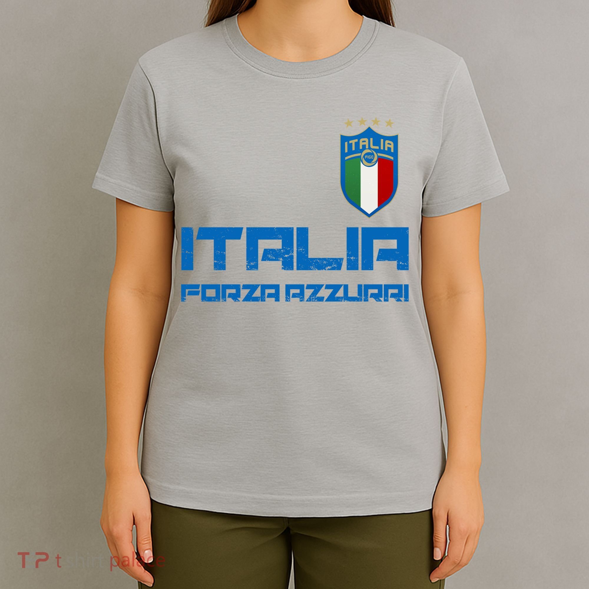 Italia Forza Azzurri Soccer FutbolItaly Flag Logo T-Shirt