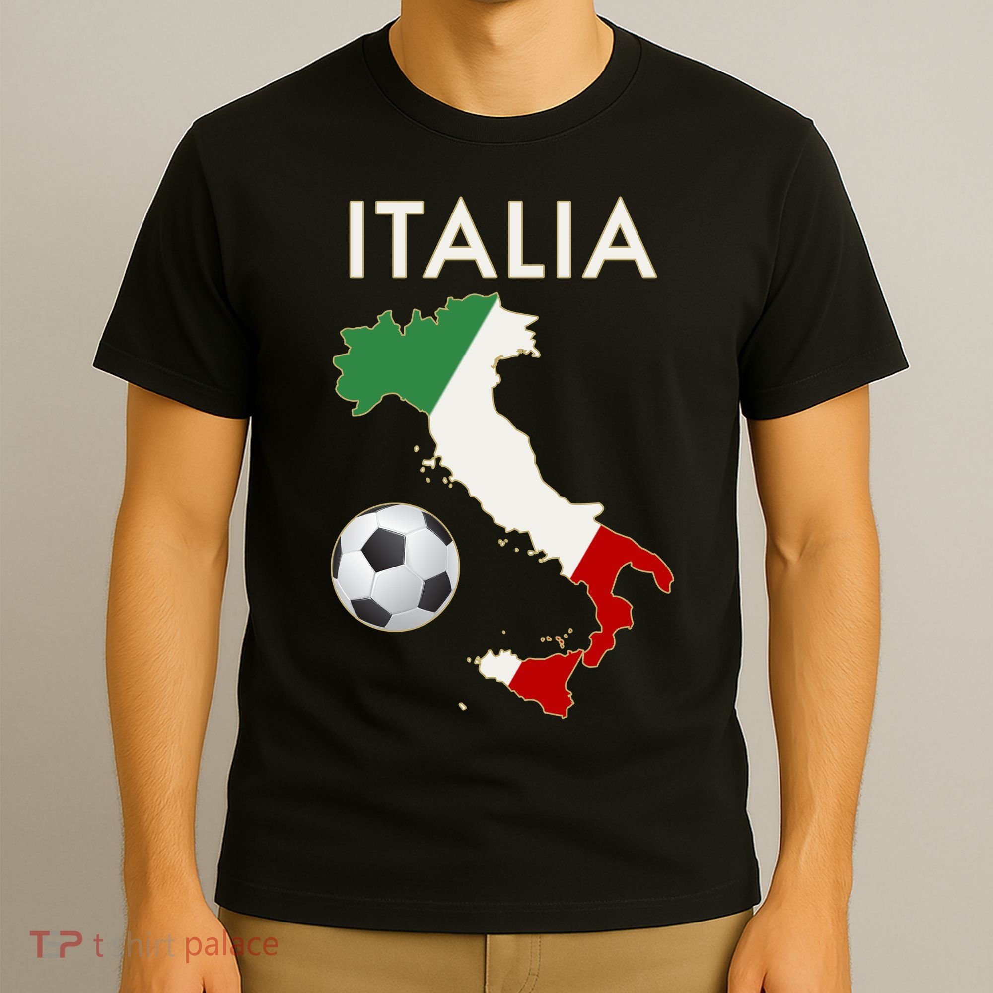 Italia Italy Soccer Football Map Flag colors T-Shirt