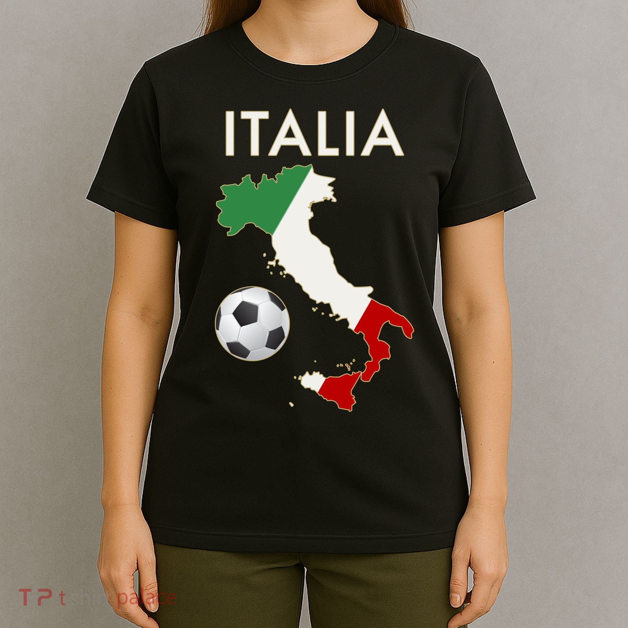 Italia Italy Soccer Football Map Flag colors T-Shirt