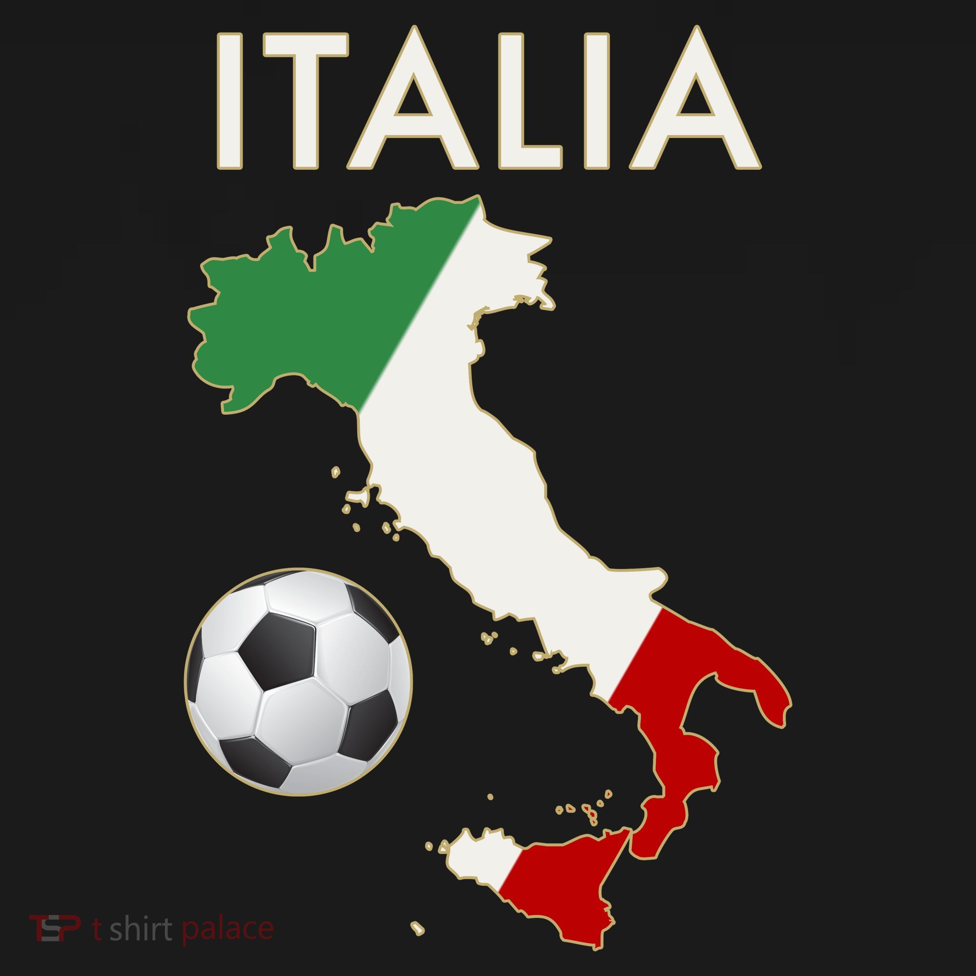 Italia Italy Soccer Football Map Flag colors T-Shirt