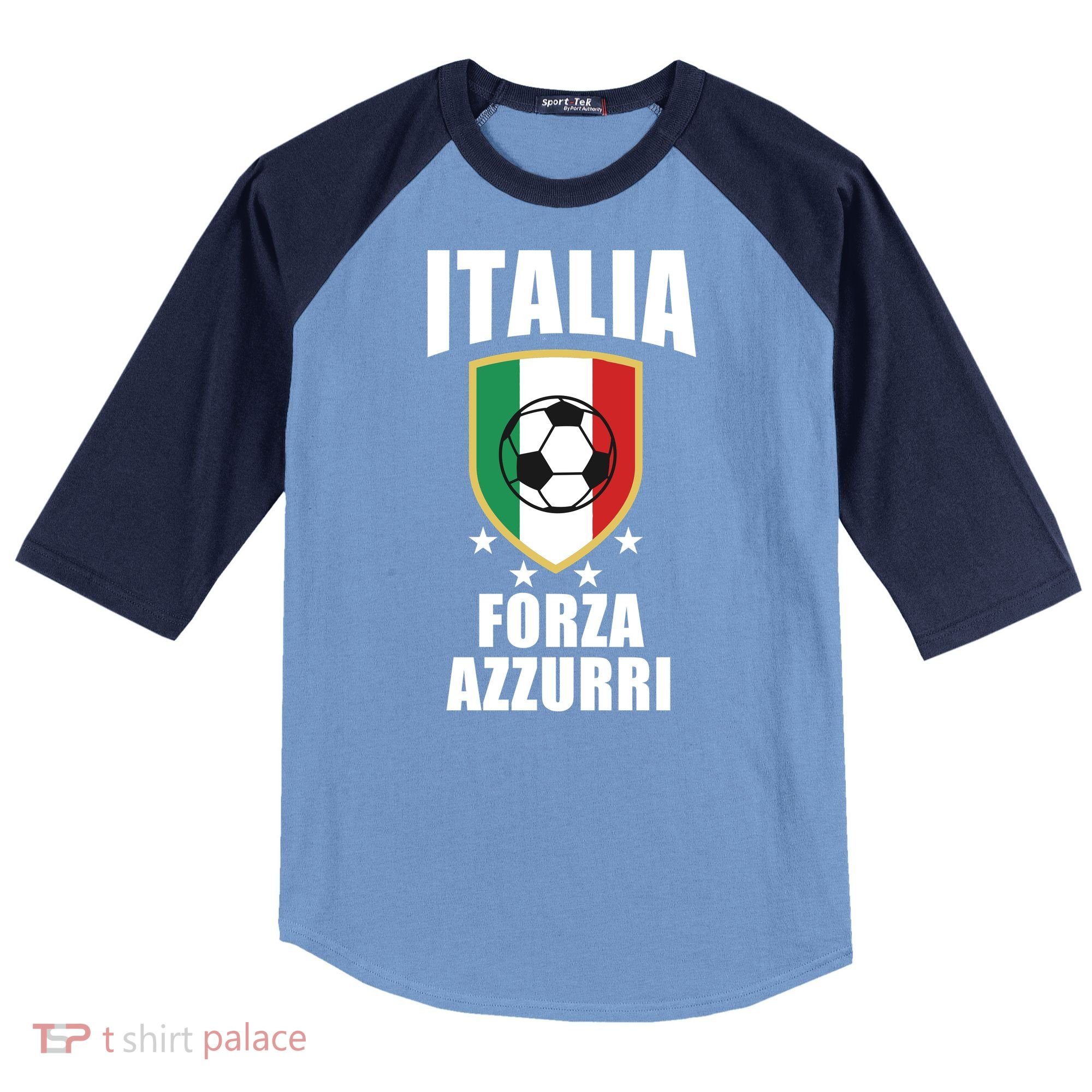 Italia Soccer Forza Azzurri Raglan Baseball Sleeve Shirt