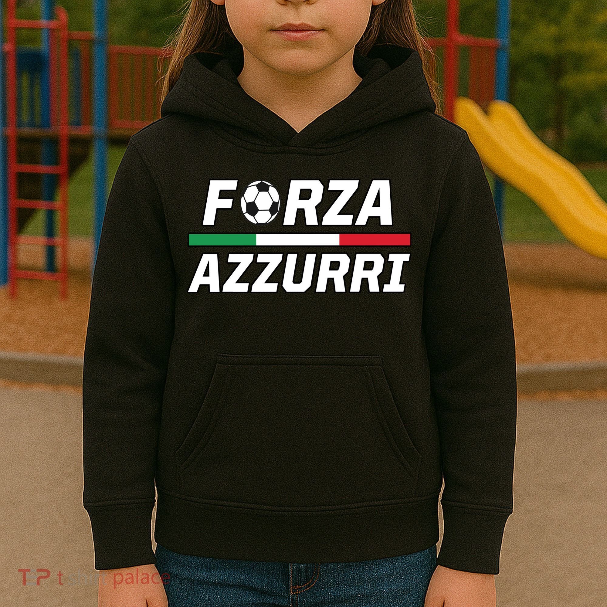 Italian Soccer Forza Azzurri Kids Hoodie