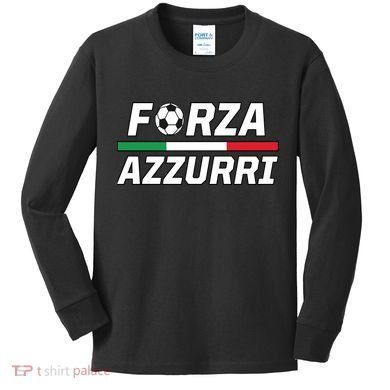 Italian Soccer Forza Azzurri Kids Long Sleeve Shirt