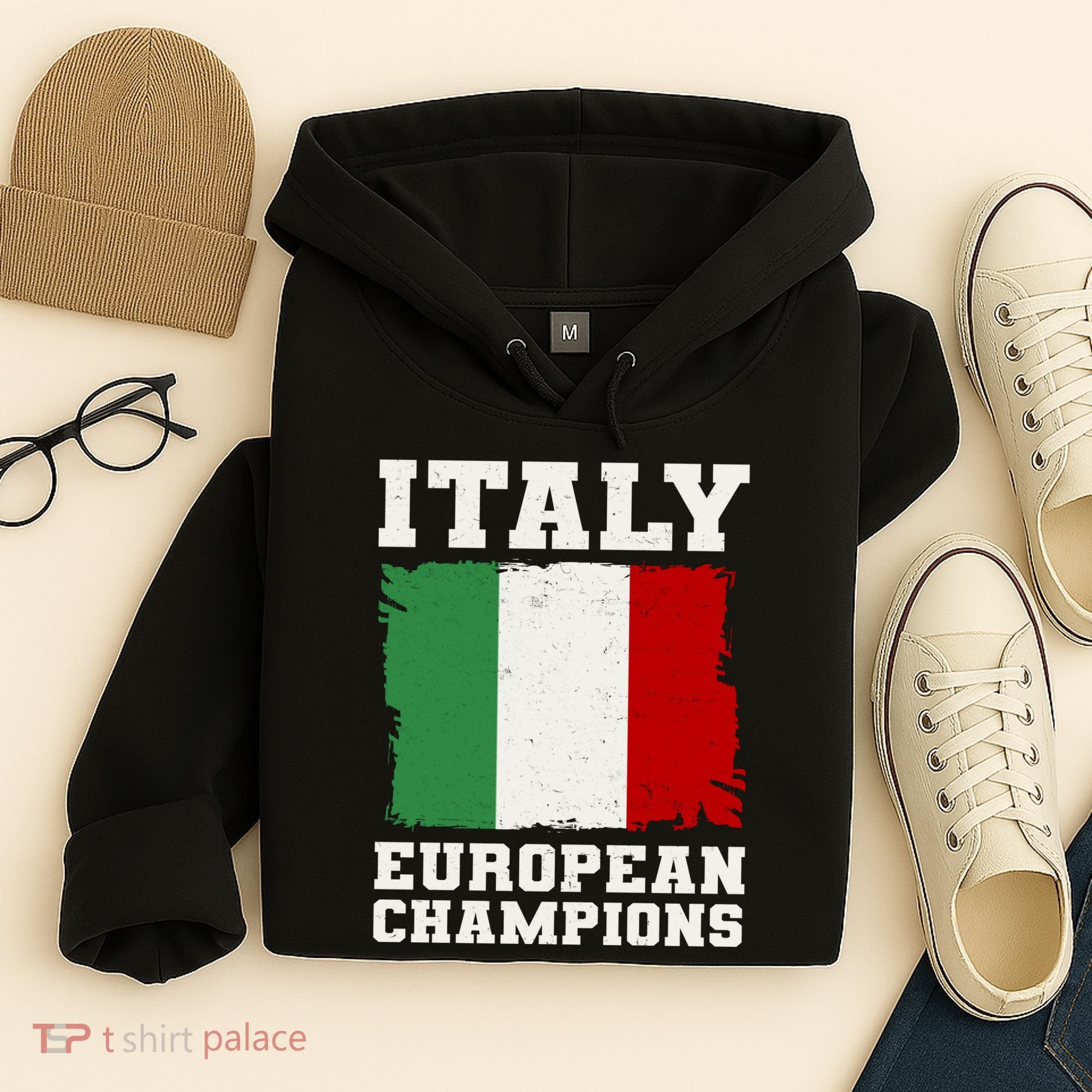 Italy Europeon Champions Distressed Flag Hoodie