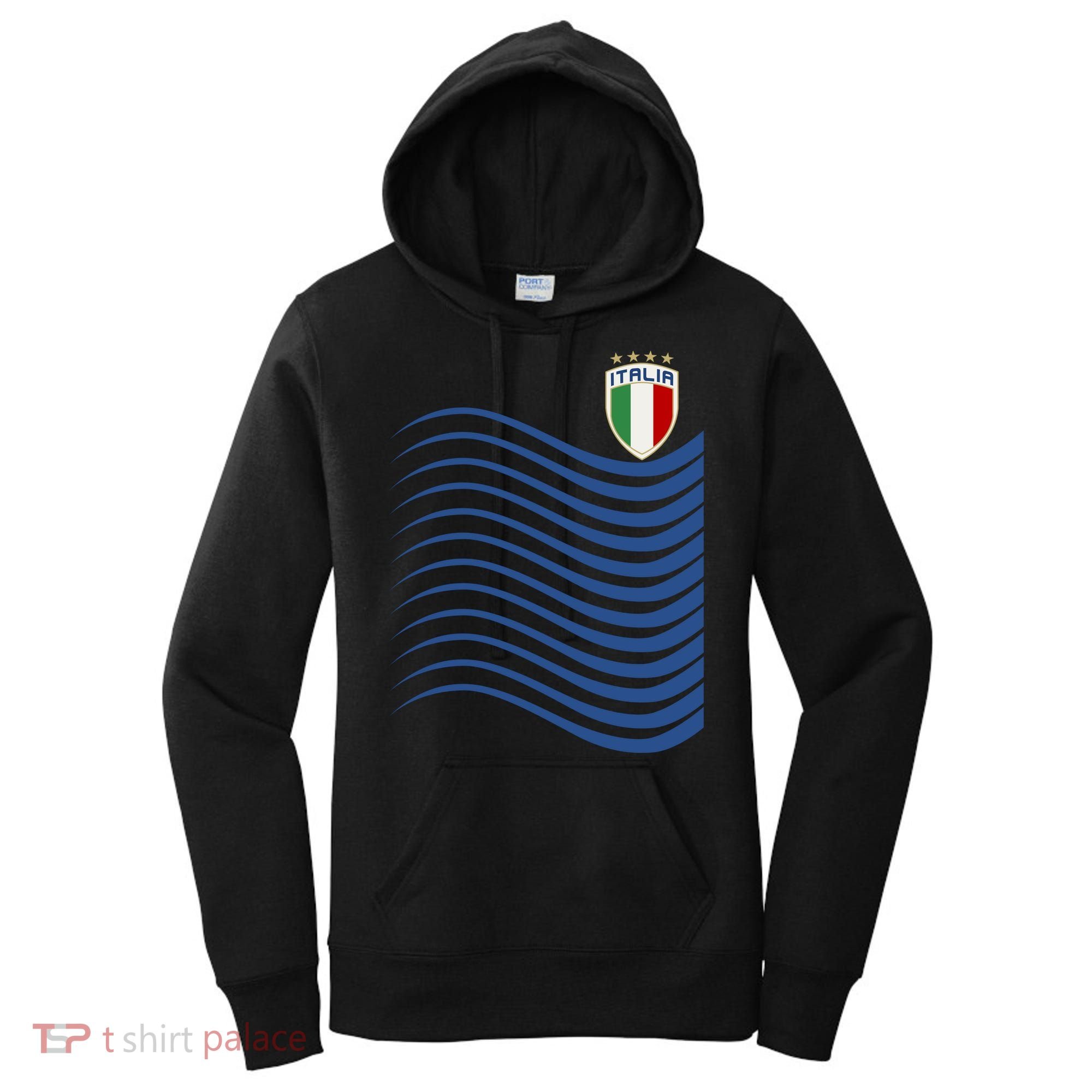Italy Italia Soccer Futbol Jersey Wave Women's Hoodie