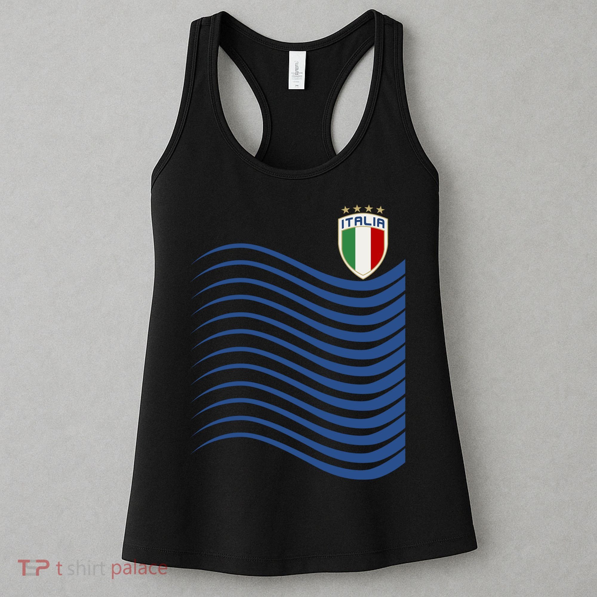 Italy Italia Soccer Futbol Jersey Wave Women's Tank Top