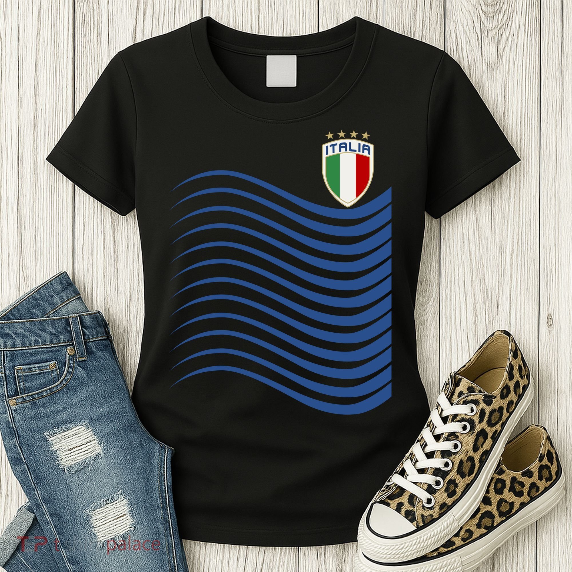 Italy Italia Soccer Futbol Jersey Wave Women's T-Shirt
