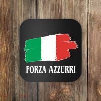 Italy Soccer Azzurro Forza Italia Team Flag Coaster thumb 0