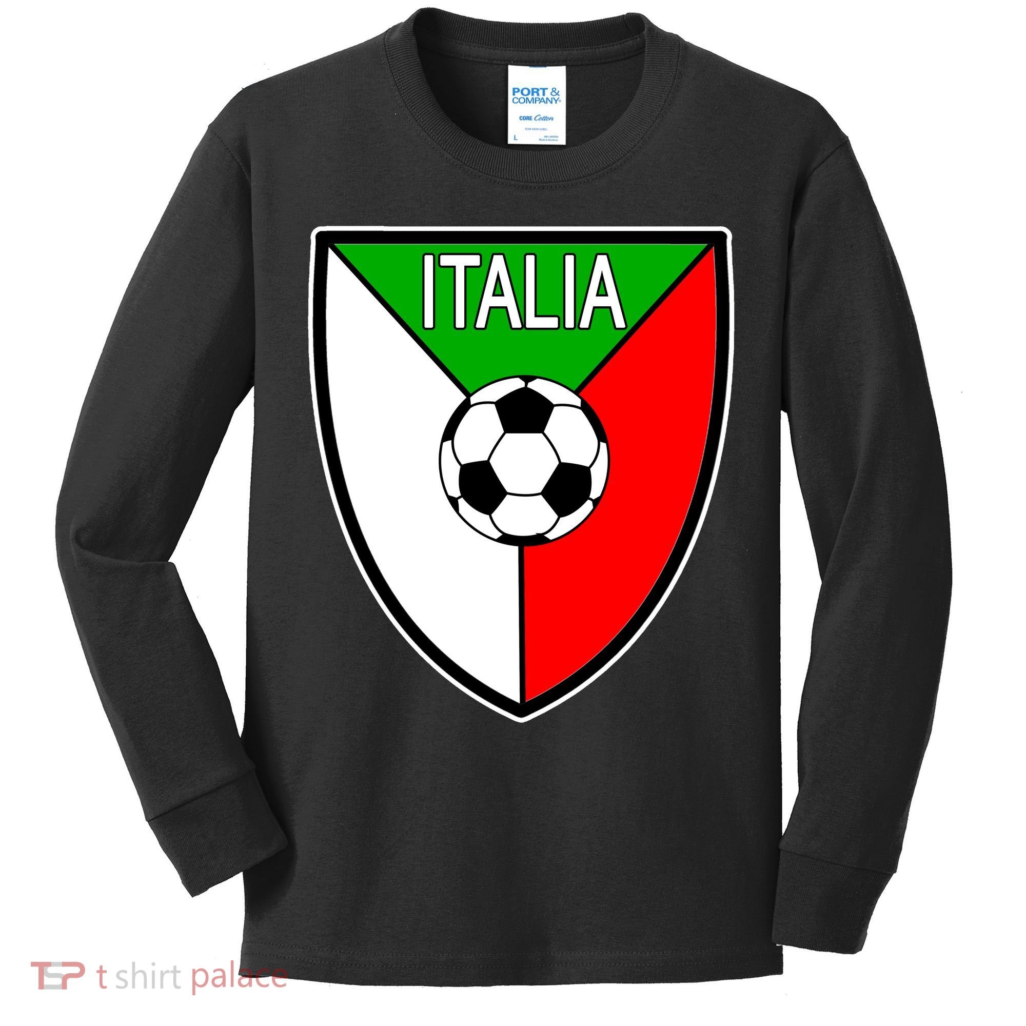 Italy Soccer Flag Emblem Italia Kids Long Sleeve Shirt