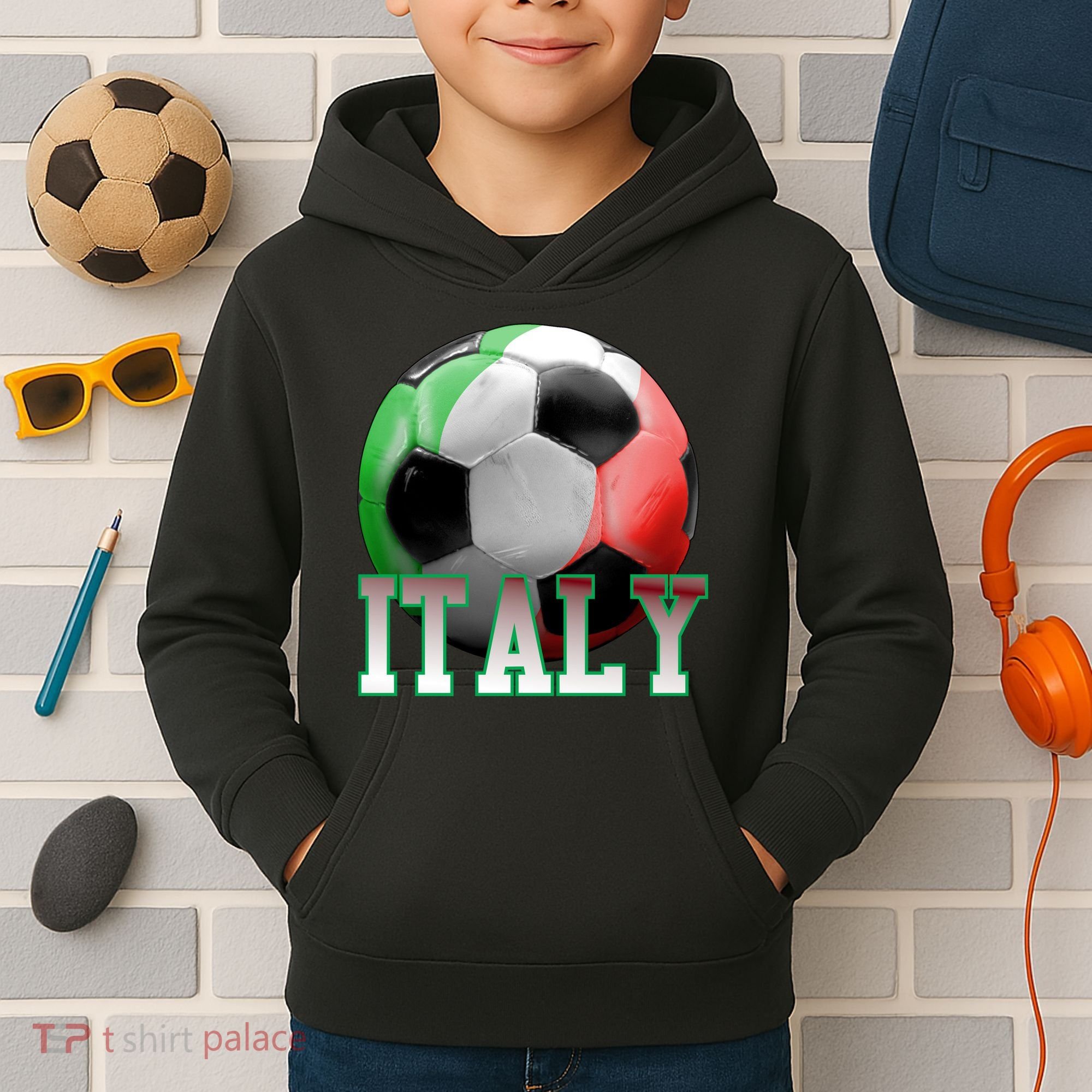 Italy Soccer Logo Kids Hoodie