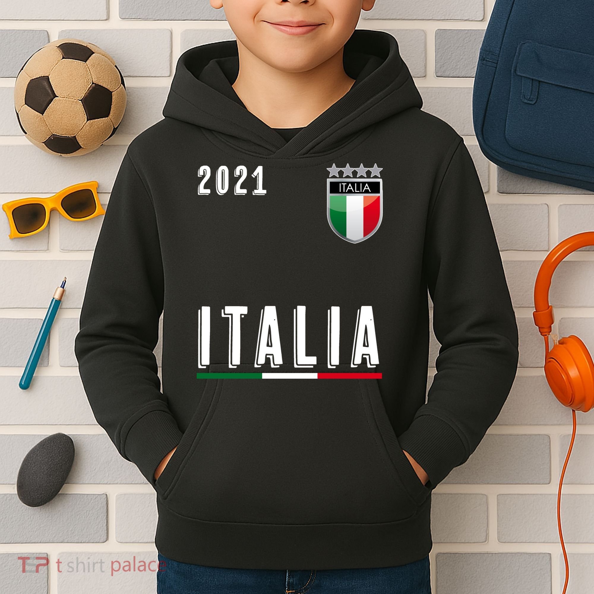 Italy Soccer Team Jersey Italia Flag Kids Hoodie