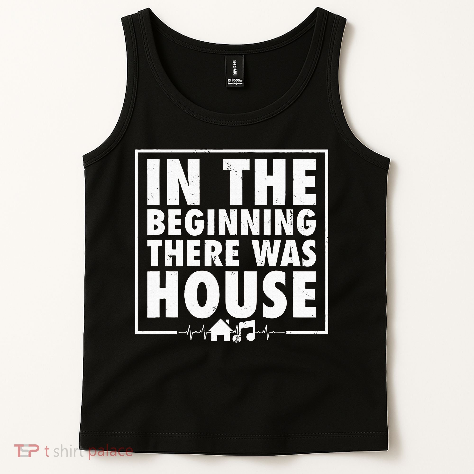 In The Beginning There Was House Music Edm Quote Dj Retro Tank Top