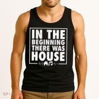In The Beginning There Was House Music Edm Quote Dj Retro Tank Top thumb 3
