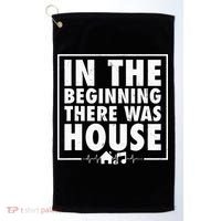 In The Beginning There Was House Music Edm Quote Dj Retro Golf Towel thumb 0
