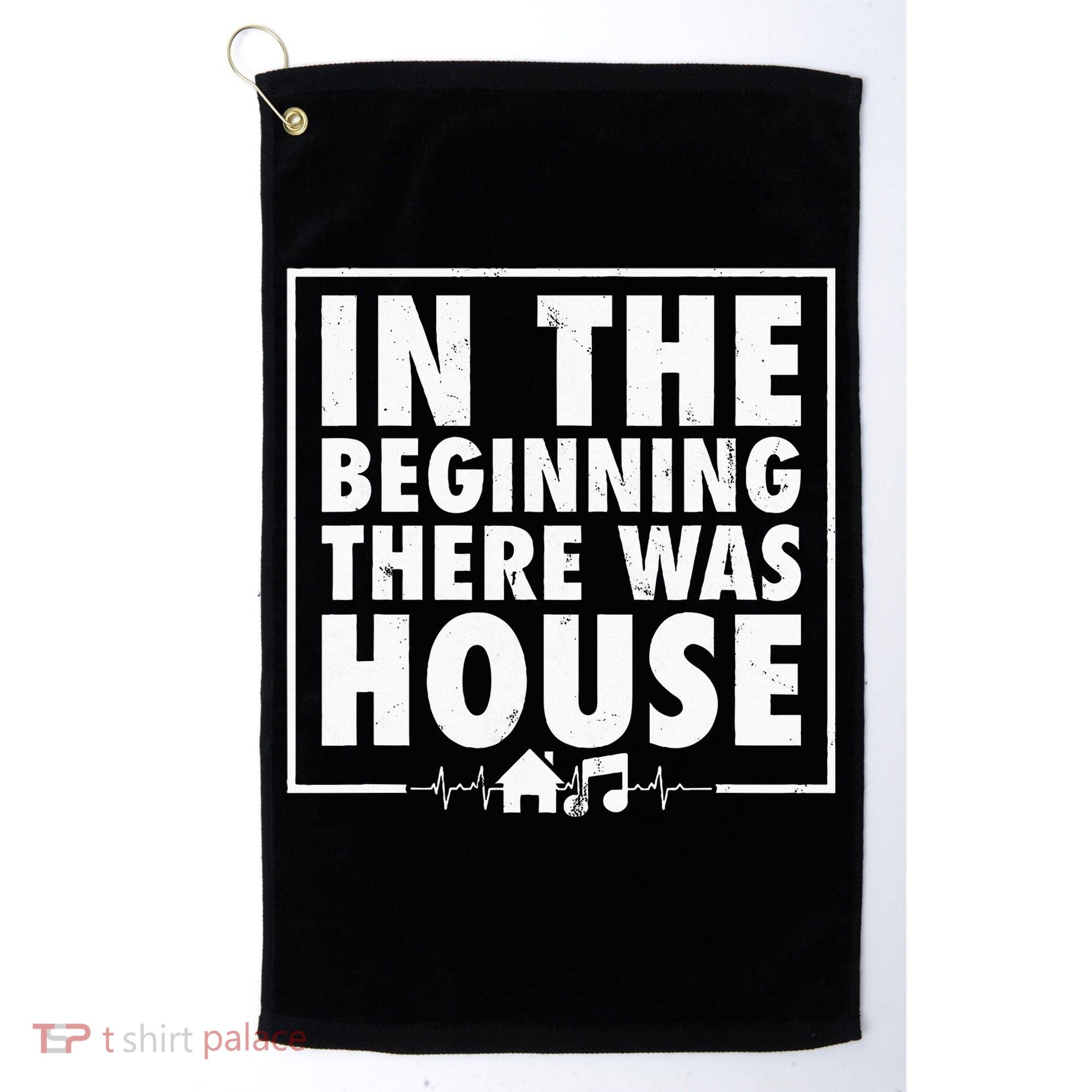 In The Beginning There Was House Music Edm Quote Dj Retro Golf Towel