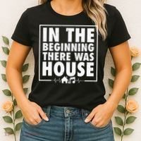 In The Beginning There Was House Music Edm Quote Dj Retro Women's T-Shirt thumb 2