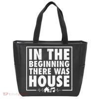 In The Beginning There Was House Music Edm Quote Dj Retro Tote Bag thumb 0