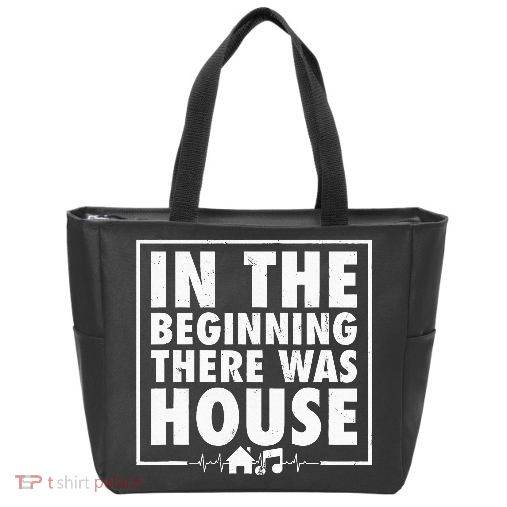 In The Beginning There Was House Music Edm Quote Dj Retro Tote Bag