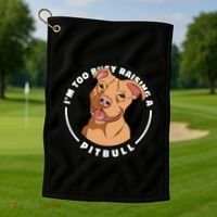 I'm Too Busy Raising A Pitbull Golf Towel thumb 1