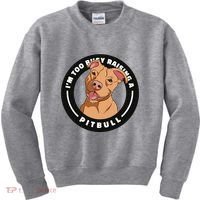 I'm Too Busy Raising A Pitbull Kids Sweatshirt thumb 0