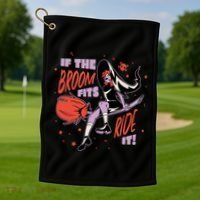 If The Boom Fits Ride It Halloween Witch Golf Towel thumb 1