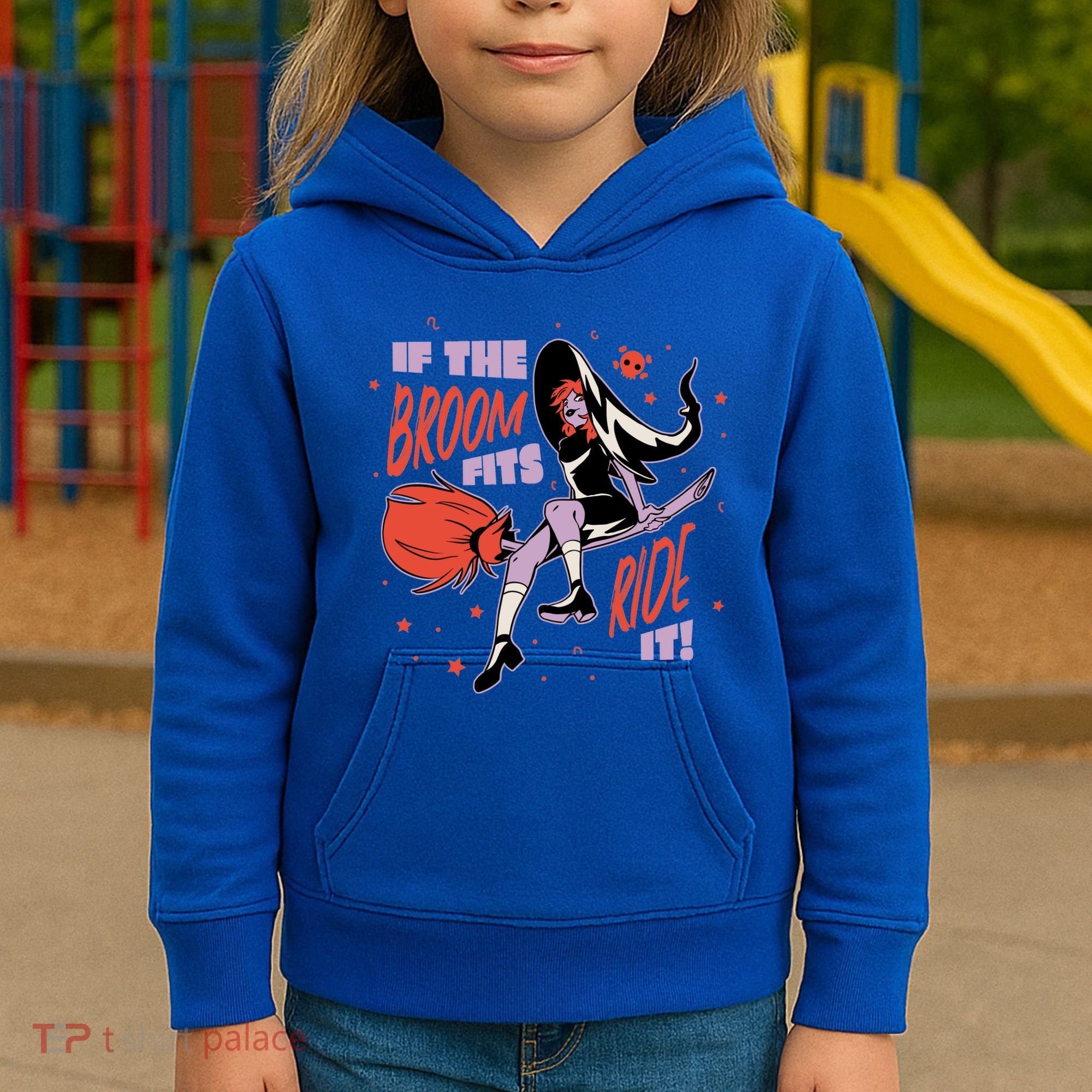 If The Boom Fits Ride It Halloween Witch Kids Hoodie