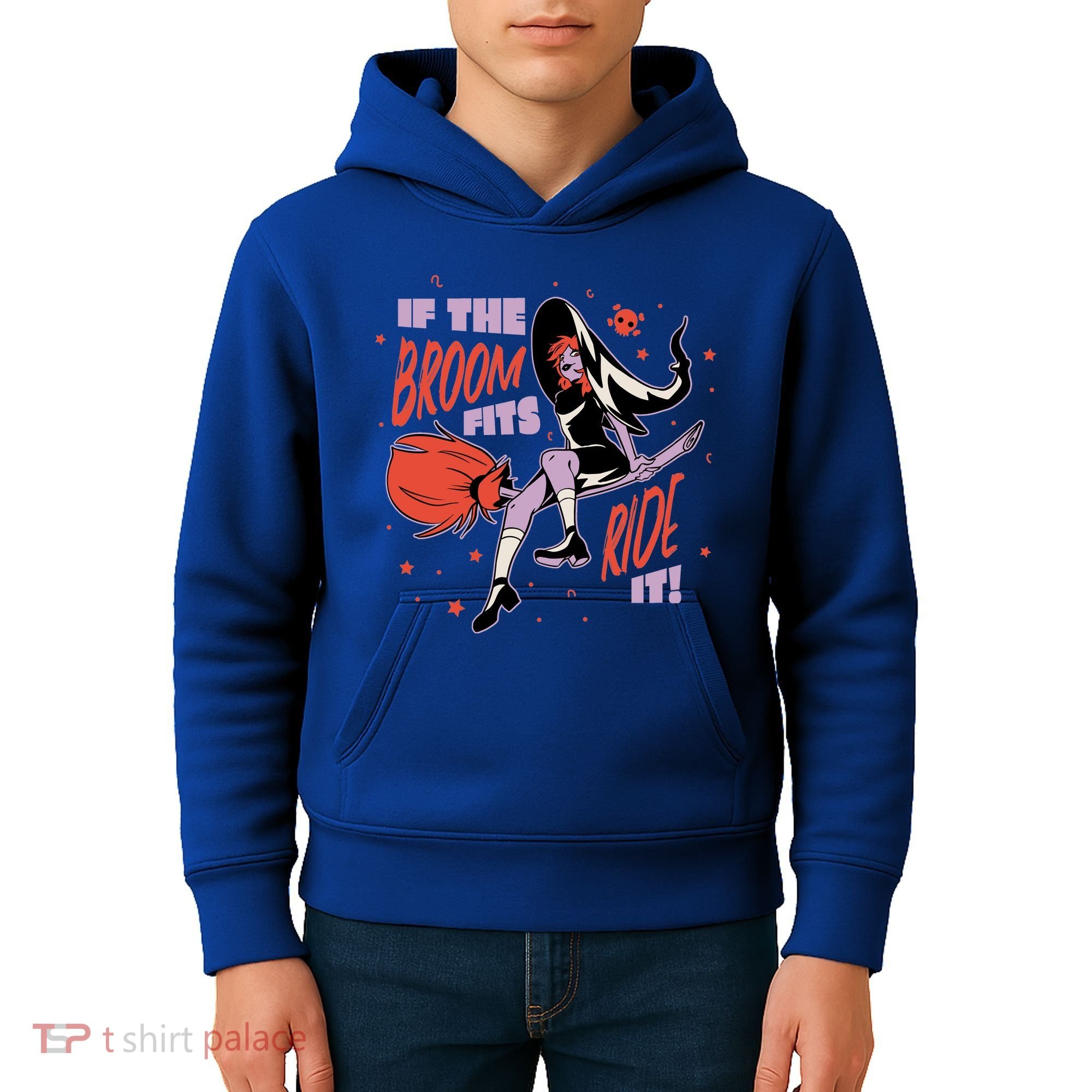 If The Boom Fits Ride It Halloween Witch Kids Hoodie