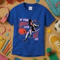 If The Boom Fits Ride It Halloween Witch Kids T-Shirt thumb 3