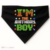 I'M The Birthday Boy Bday Party Video Gamer Pixel Number USA-Made Doggie Bandana thumb 0