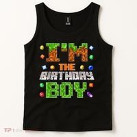 I'M The Birthday Boy Bday Party Video Gamer Pixel Number Tank Top thumb 2