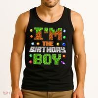 I'M The Birthday Boy Bday Party Video Gamer Pixel Number Tank Top thumb 3