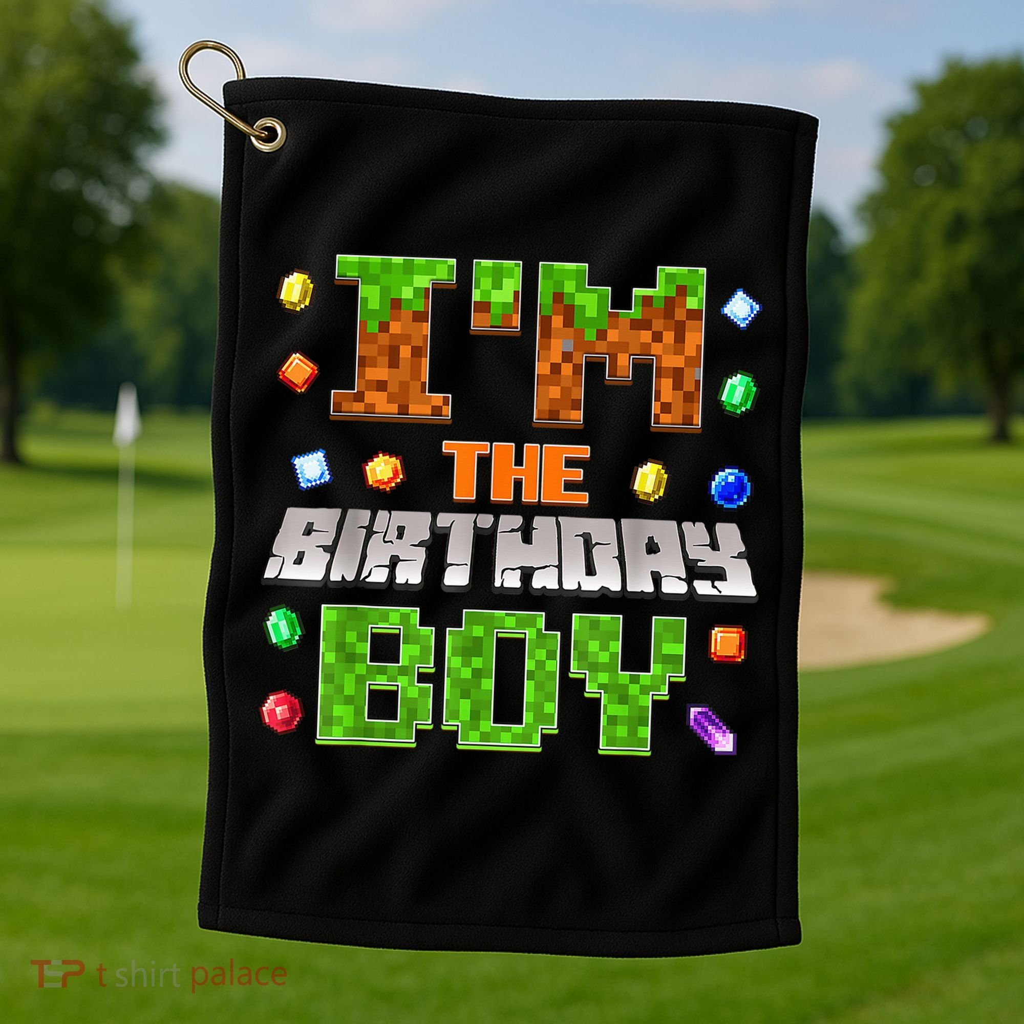 I'M The Birthday Boy Bday Party Video Gamer Pixel Number Golf Towel