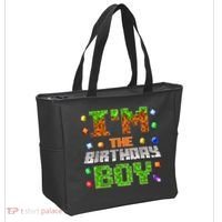 I'M The Birthday Boy Bday Party Video Gamer Pixel Number Tote Bag thumb 2