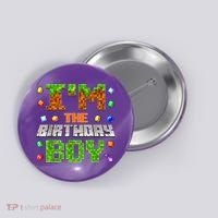 I'M The Birthday Boy Bday Party Video Gamer Pixel Number Button thumb 0