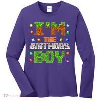 I'M The Birthday Boy Bday Party Video Gamer Pixel Number Women's Long Sleeve Shirt thumb 0