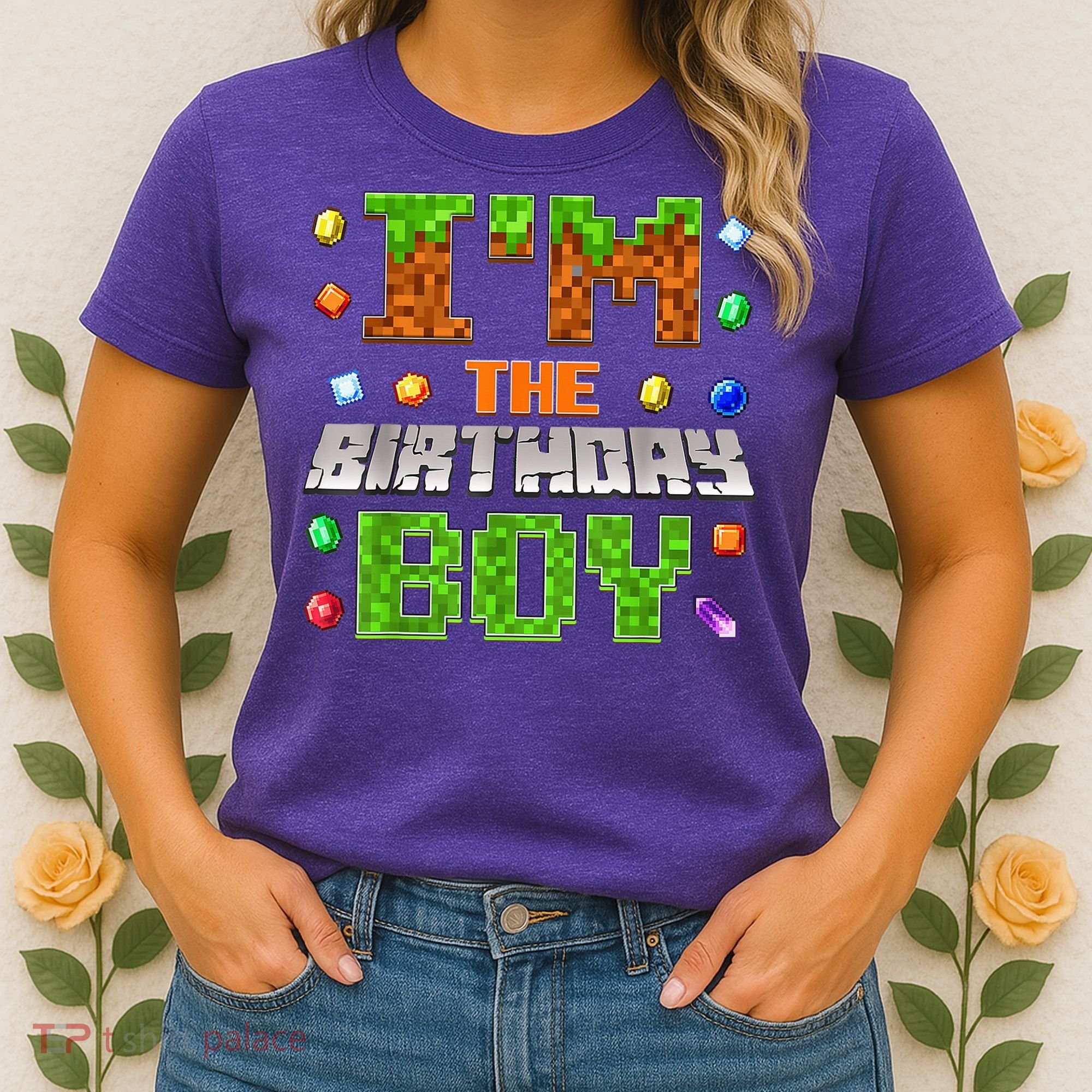 I'M The Birthday Boy Bday Party Video Gamer Pixel Number Women's T-Shirt