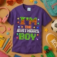 I'M The Birthday Boy Bday Party Video Gamer Pixel Number Kids T-Shirt thumb 3