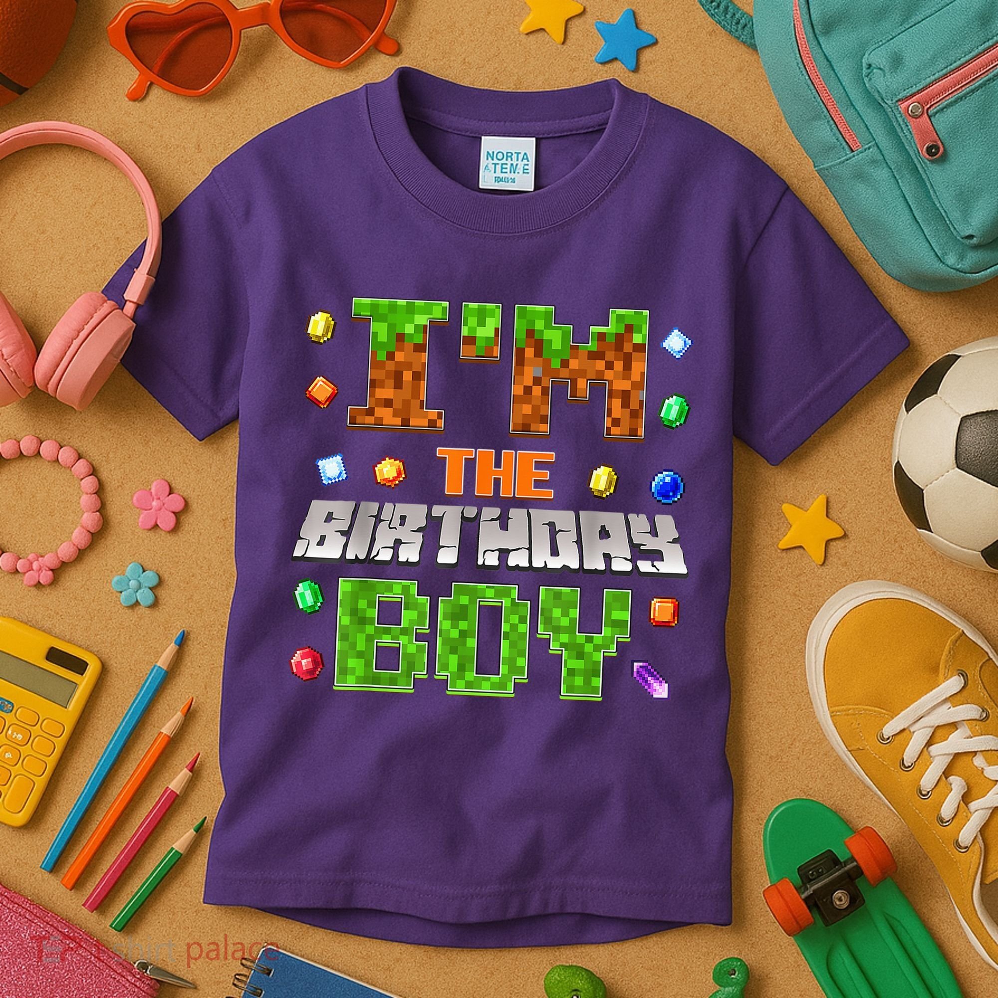 I'M The Birthday Boy Bday Party Video Gamer Pixel Number Kids T-Shirt