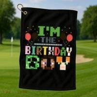 I'M The Birthday Boy Gamer Pixel Video Game Birthday Party Golf Towel thumb 1
