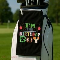 I'M The Birthday Boy Gamer Pixel Video Game Birthday Party Golf Towel thumb 2