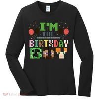 I'M The Birthday Boy Gamer Pixel Video Game Birthday Party Women's Long Sleeve Shirt thumb 0