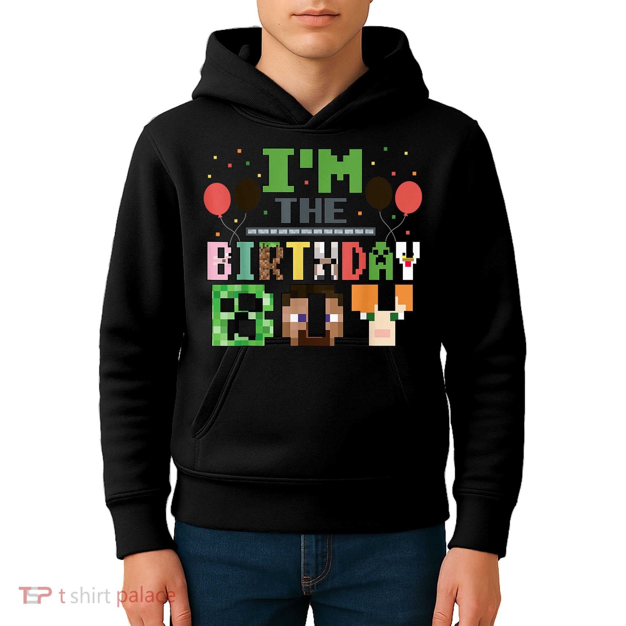 I'M The Birthday Boy Gamer Pixel Video Game Birthday Party Kids Hoodie