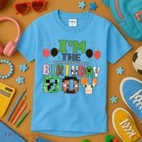 I'M The Birthday Boy Gamer Pixel Video Game Birthday Party Kids T-Shirt thumb 3